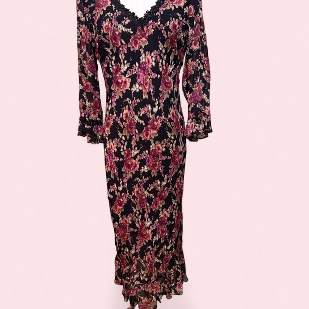 Vintage Medium Beaded Paradise NY Floral Midi Dress